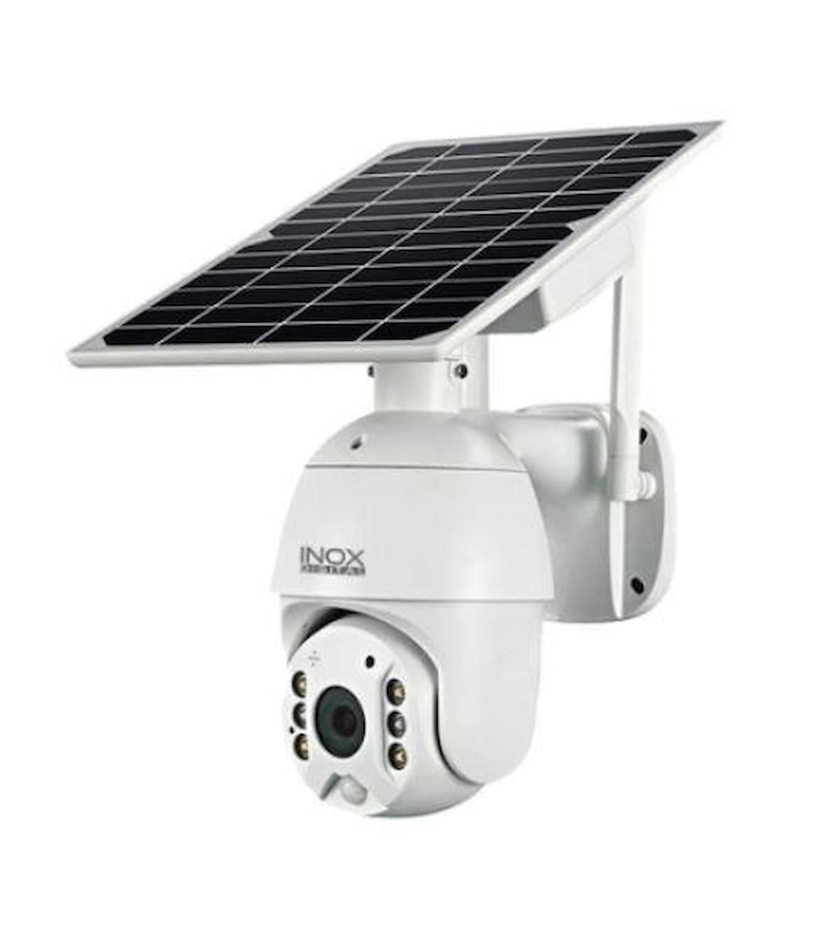 Inox TYC00471194116 Ethernet Mini Güneş Enerjili Sim Kartlı 1 Kameralı 360 Derece Dönen Gece Görüşlü IP Dış Mekan Kablolu Güvenlik Kamerası