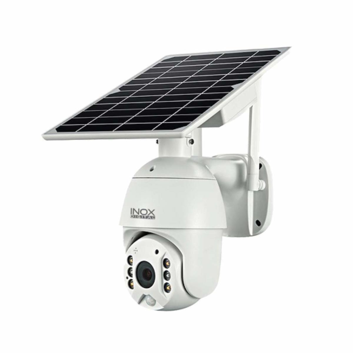 İnox 210ipc Ethernet Mini Güneş Enerjili Sim Kartlı 1 Kameralı 360 Derece Dönen Gece Görüşlü IP Dış Mekan Kablosuz Güvenlik Kamerası