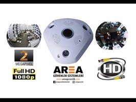 Area Ethernet Mini 1 Kameralı 360 Derece Dönen Gece Görüşlü İç Dış Mekan Kablosuz Güvenlik Kamerası