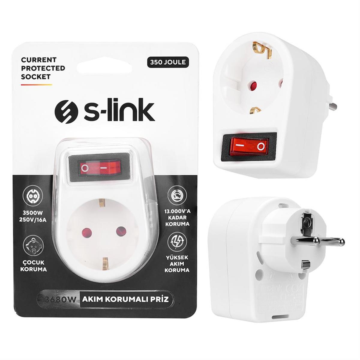 Slink SL-05P Tekli Soket Kablosuz Tekli 350 J Akım Korumalı Priz