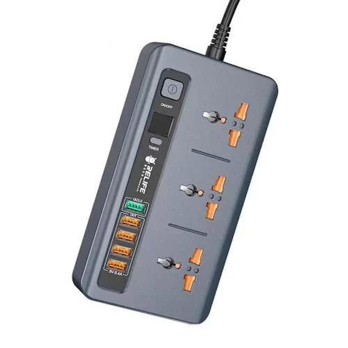 Berko İlaç Relife 3'lü Soket 1 metre 5'li USB Kablosuz Tekli Akım Korumalı Priz