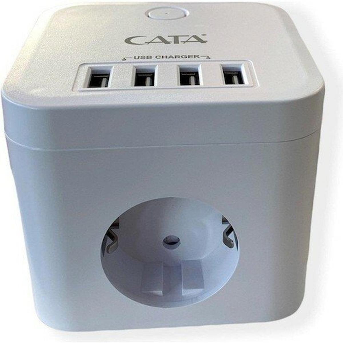 Cata CT-3002 3'lü Soket 4'lü USB Kablosuz Tekli Akım Korumalı Priz