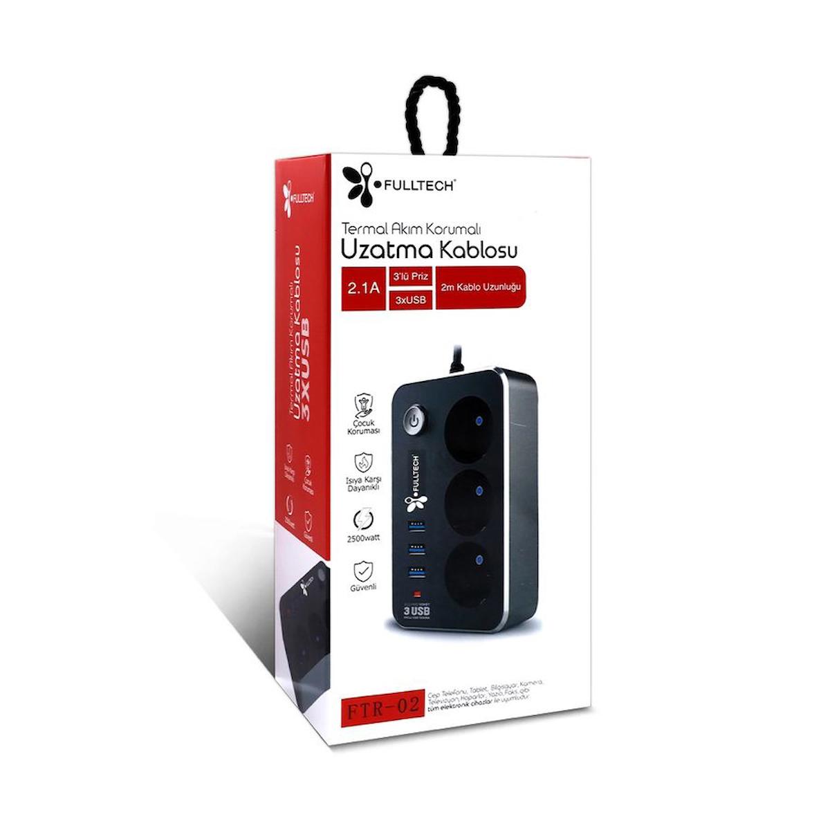 BSSM Tgftr02 3'lü Soket 2 metre 3'lü USB Kablolu Üçlü Akım Korumalı Priz