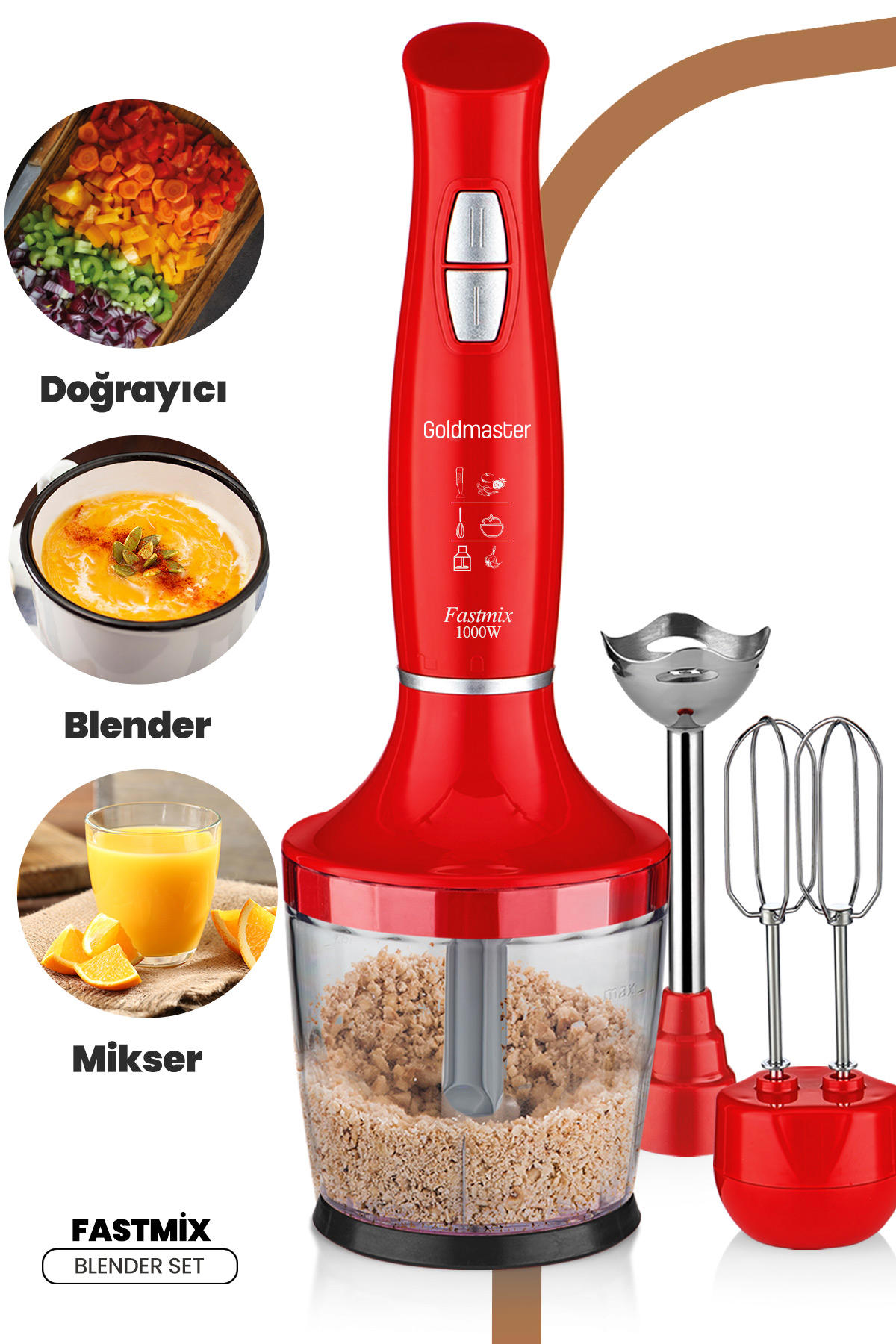 Goldmaster Fastmix 0.8 lt Blender Seti Kırmızı