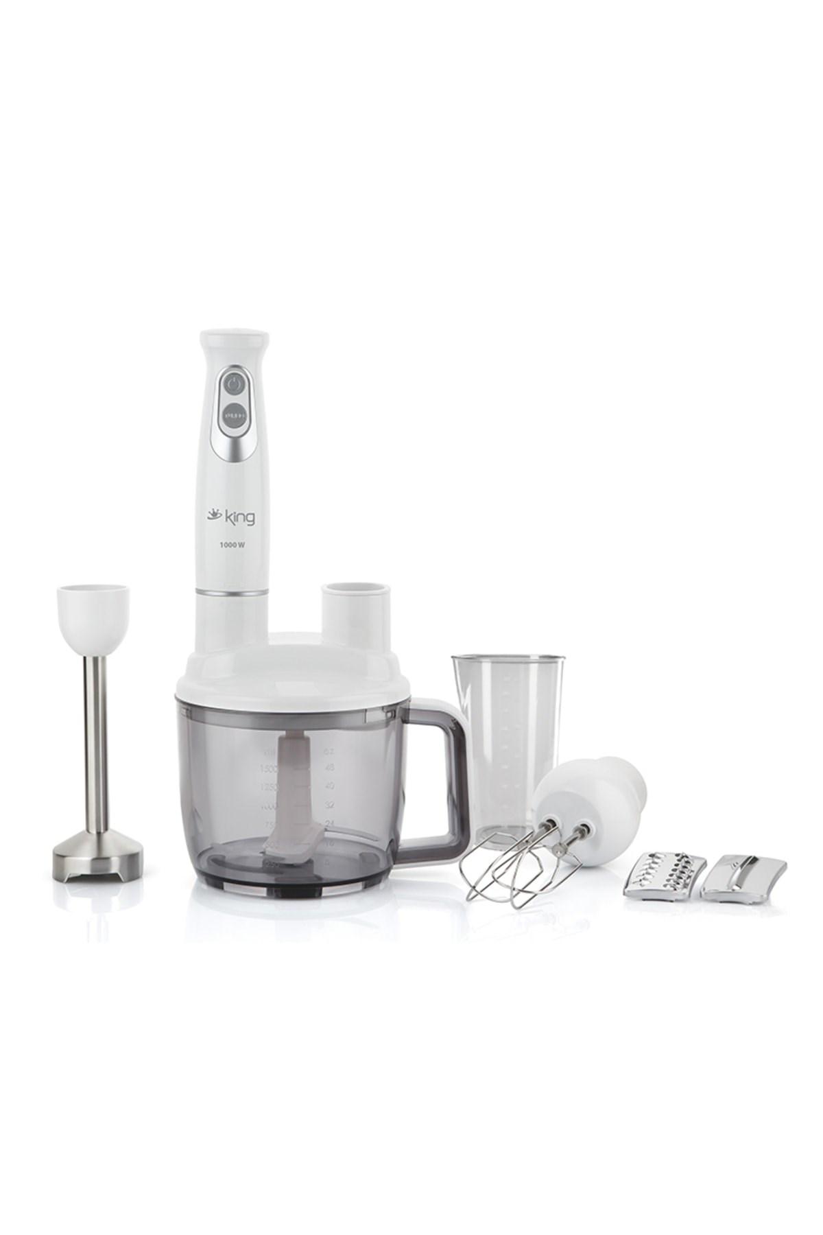 King Kkb970 Marten 800 ml Turbolu 4 Bıçaklı Blender Seti Beyaz