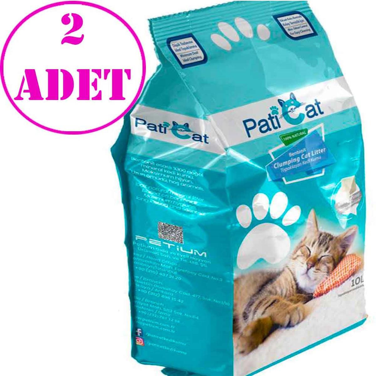 PatiCat Marsilya Sabunu Kokulu Topaklanan İnce Taneli Bentonit Kedi Kumu 2 x 10 lt