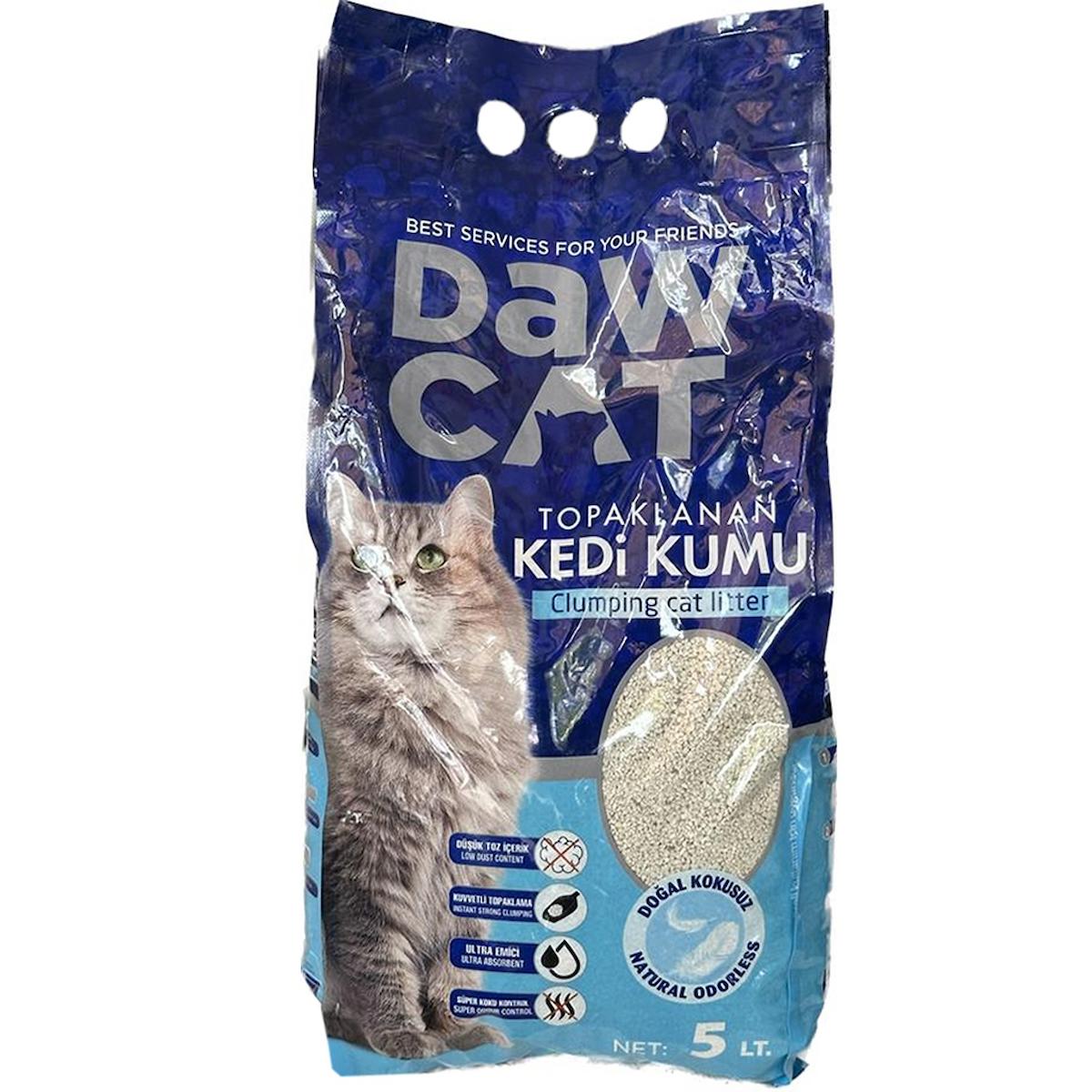 dawcat Kokusuz Topaklanan Bentonit Kedi Kumu 5 lt