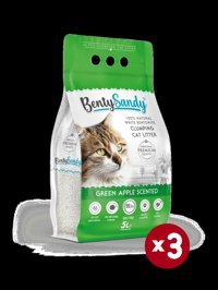 Benty Sandy Yeşil Elma Kokulu Topaklanan İnce Taneli Bentonit Kedi Kumu 3 x 5 lt