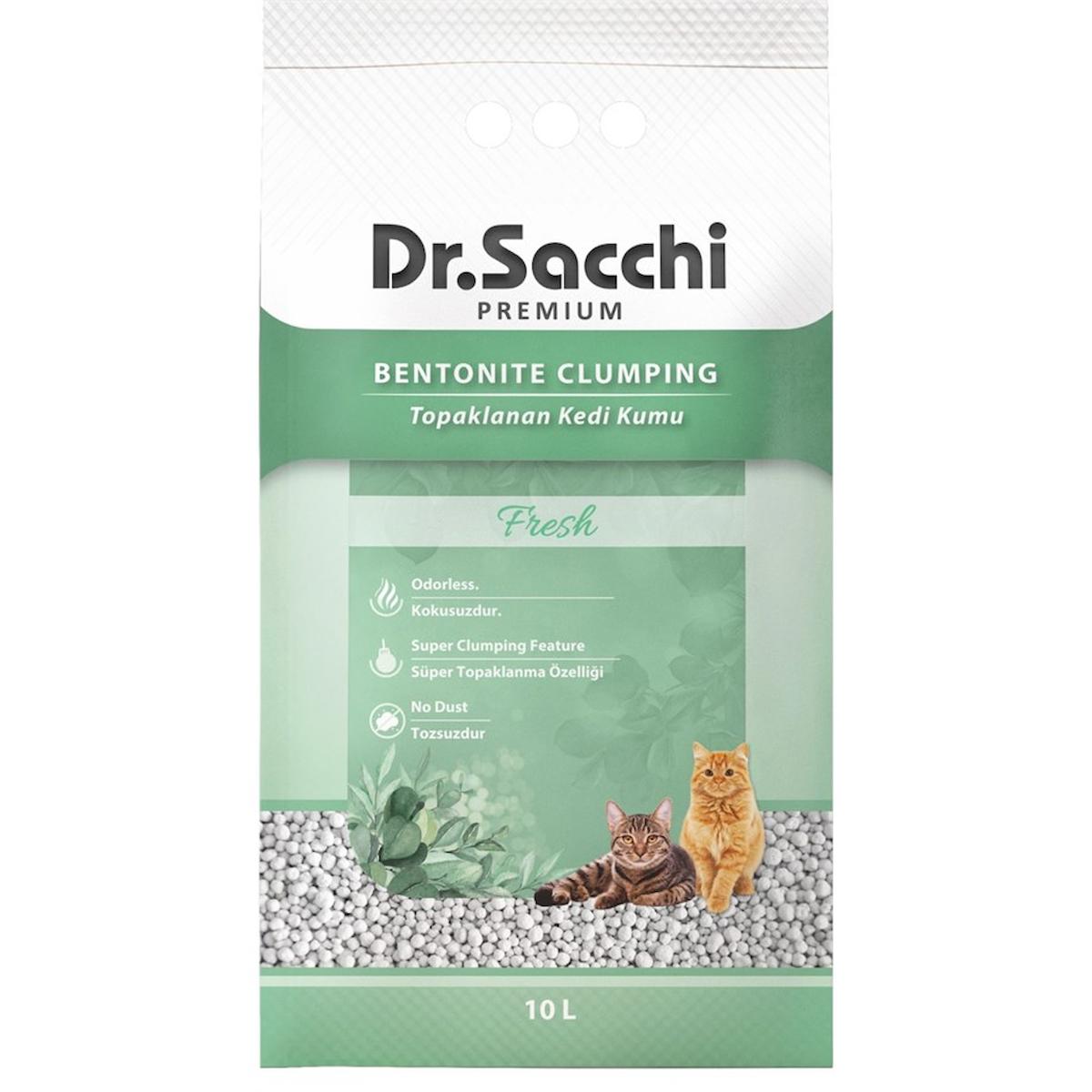 Dr.Sacchi Kokusuz Topaklanan İnce Taneli Bentonit Kedi Kumu 10 lt