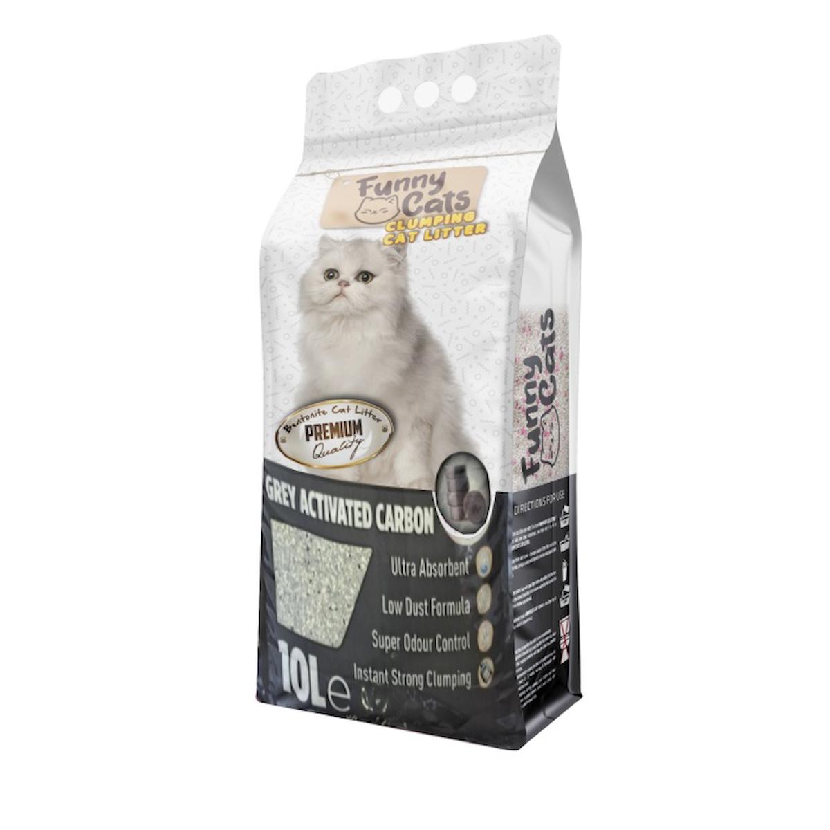 Funny Cats Karbonlu Topaklanan Bentonit Kedi Kumu 10 lt