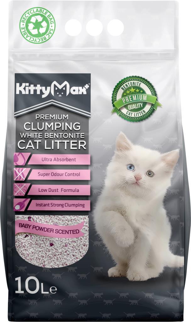 Kitty Max Bebek Pudralı Topaklanan Kalın Taneli Bentonit Kedi Kumu 10 lt