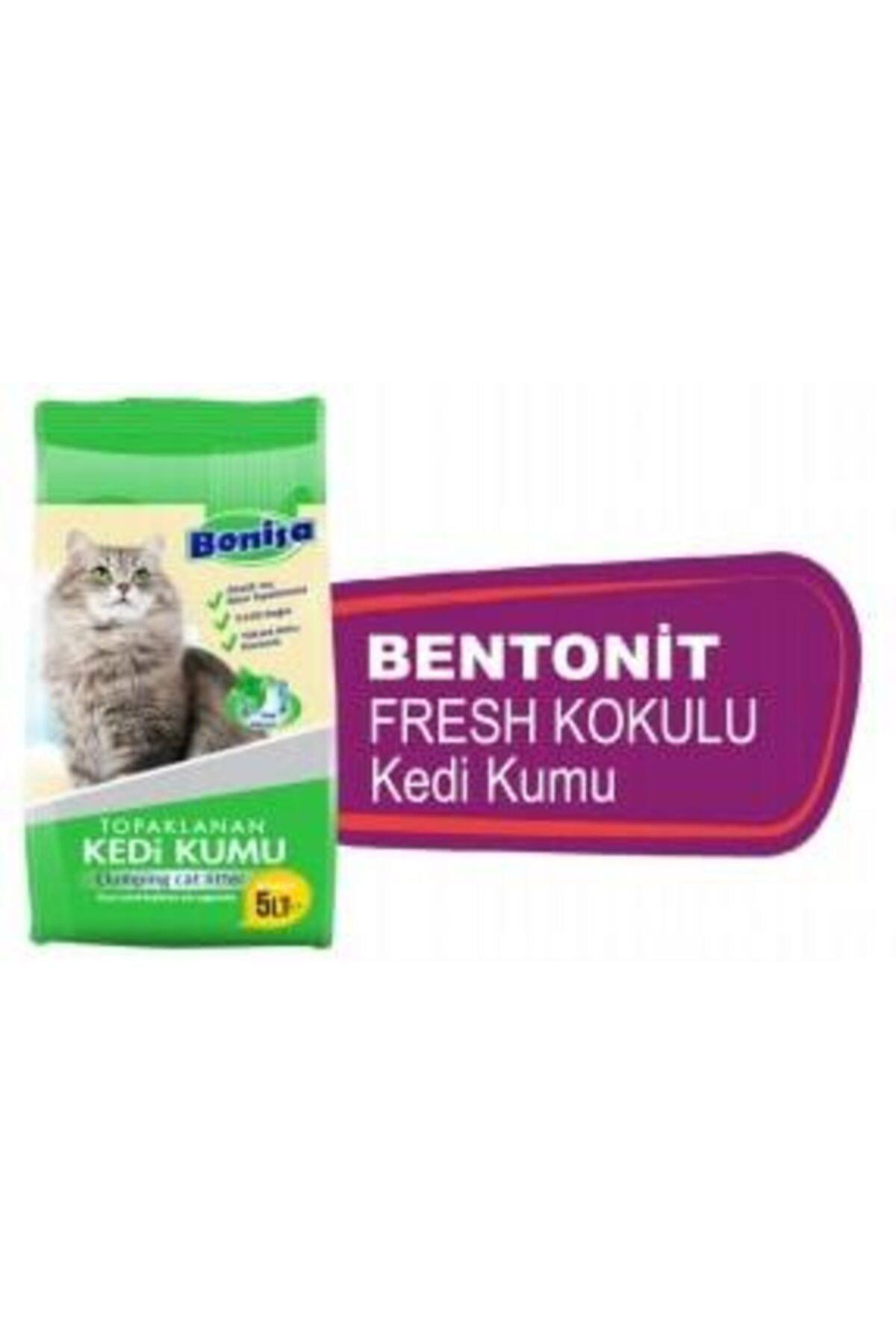 Bonisa Fresh Kokulu Topaklanan İnce Taneli Bentonit Kedi Kumu 5 lt