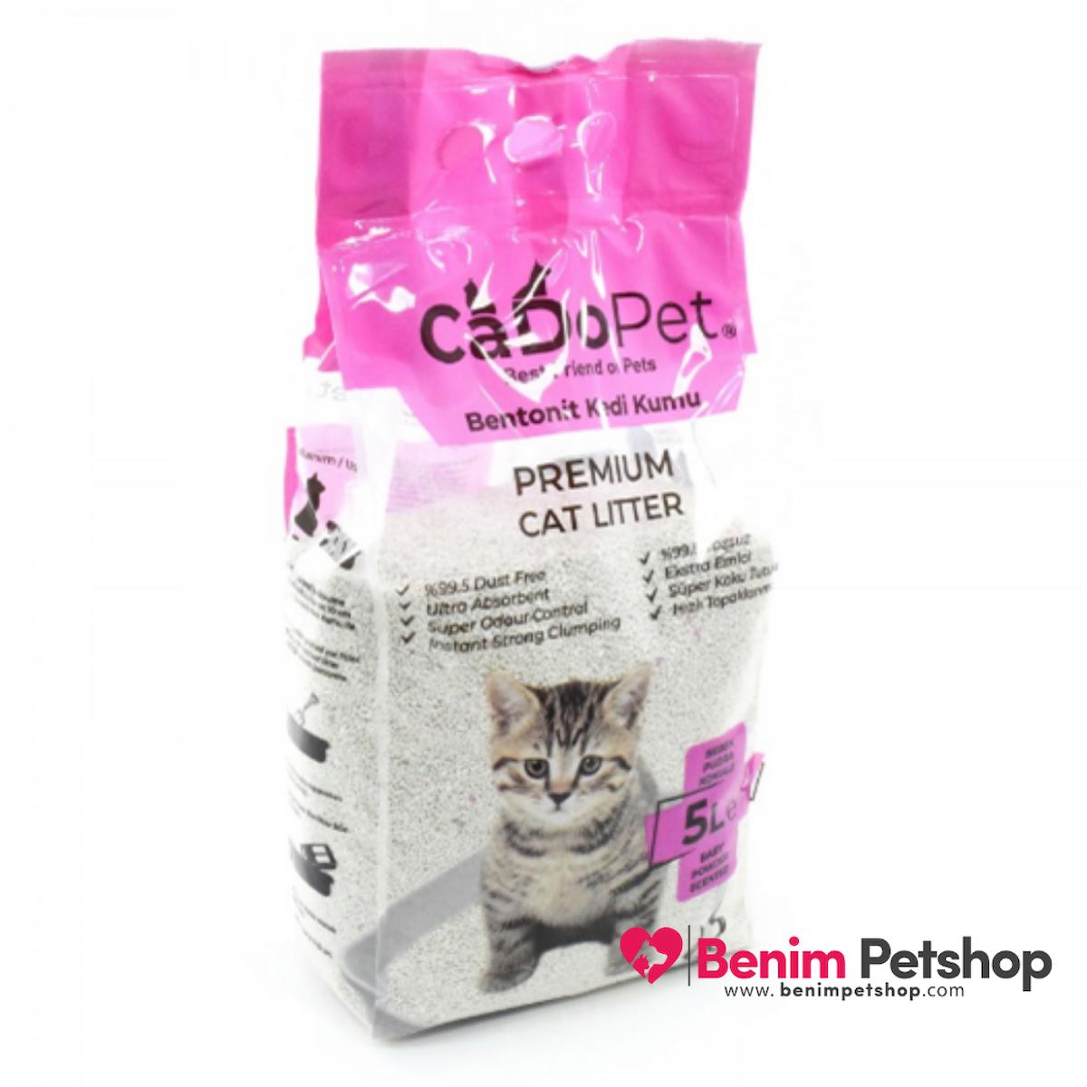 Cado Pet Bebek Pudralı Topaklanan İnce Taneli Bentonit Kedi Kumu 4 x 5 lt