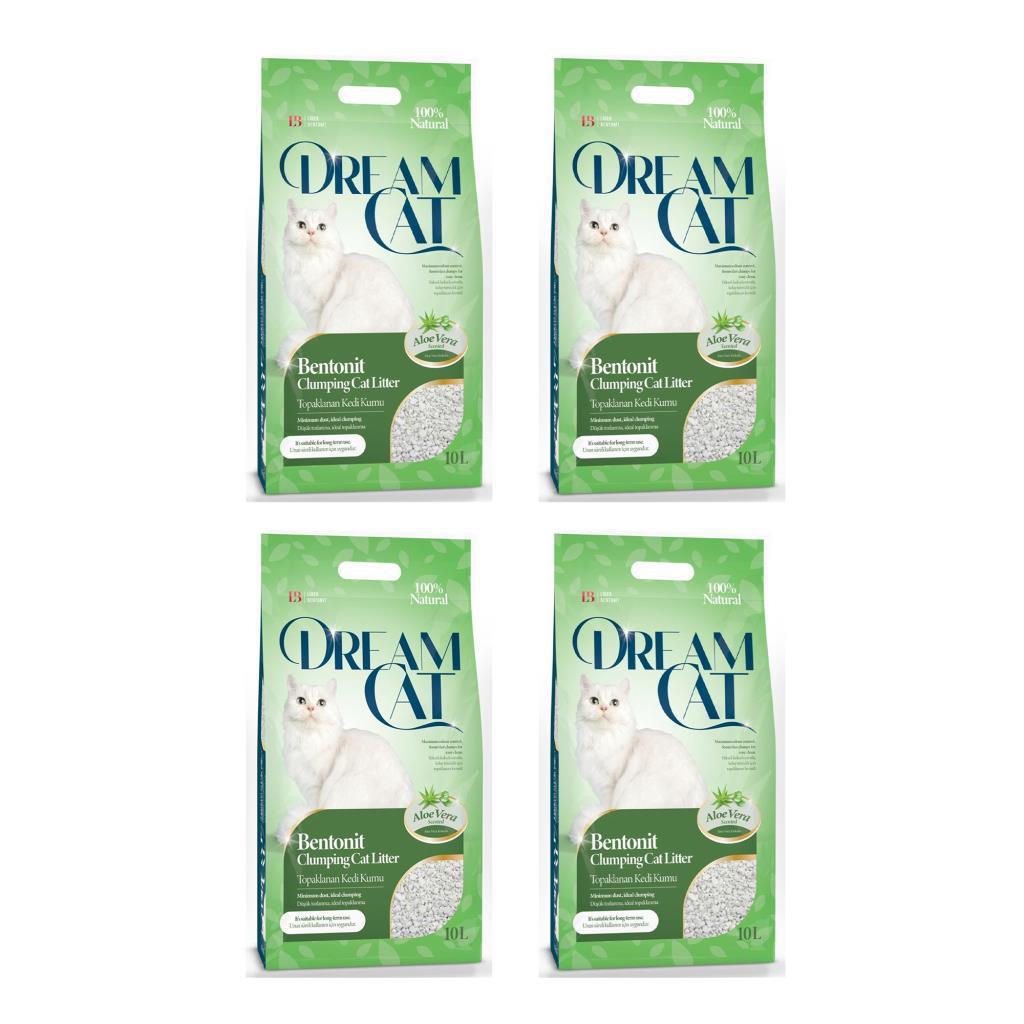 Dramcat Aloe Vera Kokulu Topaklanan İnce Taneli Bentonit Kedi Kumu 4 x 10 lt