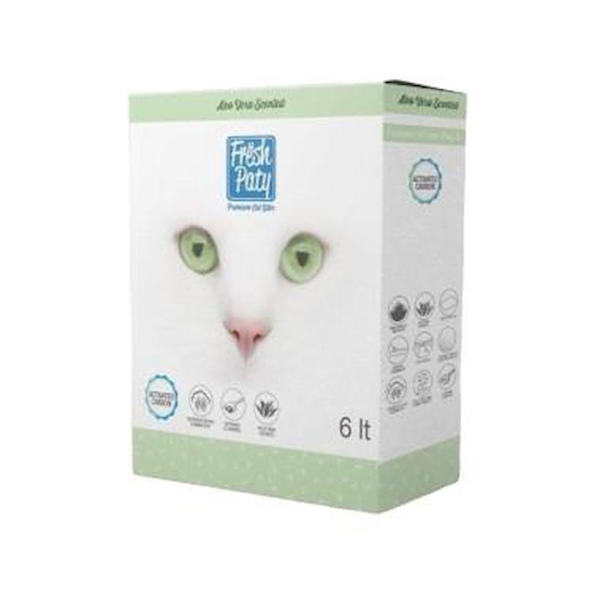 Fresh Paty Aloe Vera Kokulu Topaklanan İnce Taneli Aktif Karbonlu Kedi Kumu 2 x 6 lt