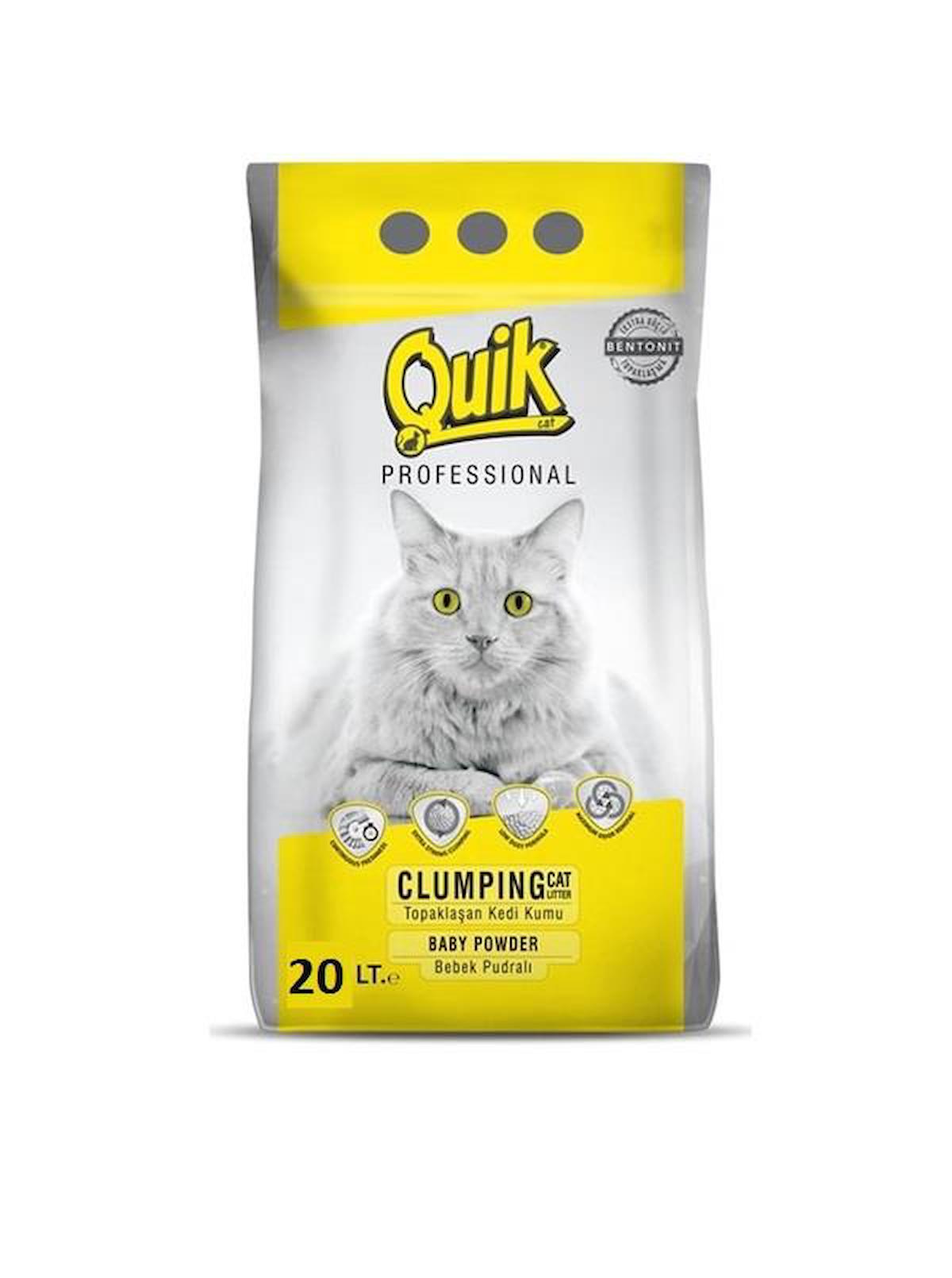 Quik Bebek Pudralı Topaklanan İnce Taneli Bentonit Kedi Kumu 20 lt