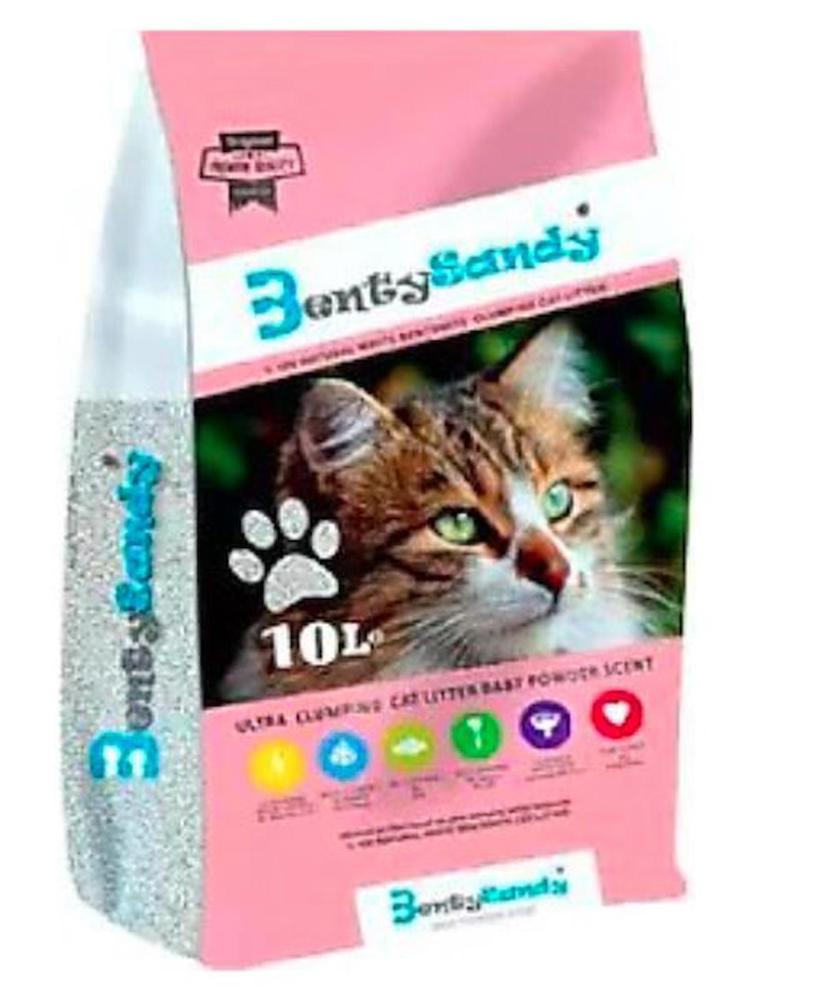 Benty Sandy Bebek Pudralı Topaklanan Kalın Taneli Bentonit Kedi Kumu 10 lt
