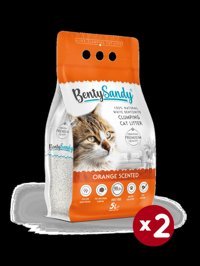 Benty Sandy Portakal Kokulu Topaklanan İnce Taneli Bentonit Kedi Kumu 2 x 5 lt