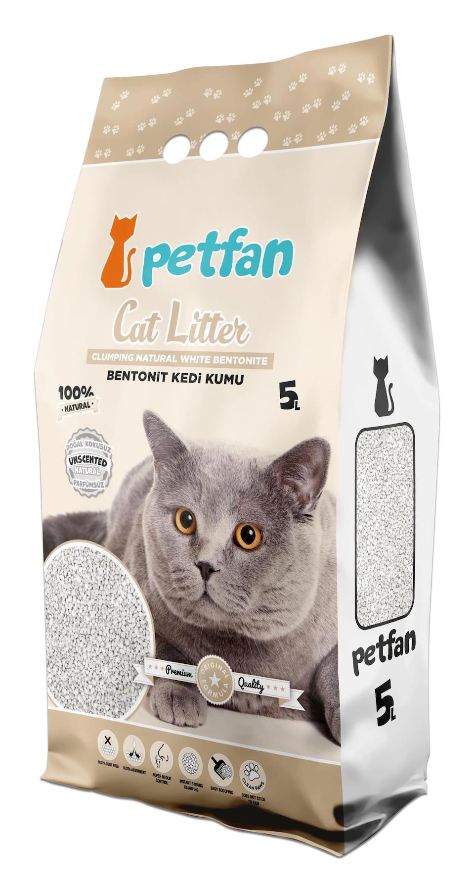 Petfan Kokusuz Topaklanan Bentonit Kedi Kumu 5 lt