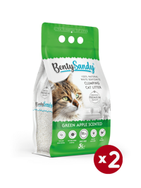 Benty Sandy Yeşil Elma Kokulu Topaklanan İnce Taneli Bentonit Kedi Kumu 2 x 5 lt