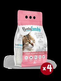 Benty Sandy Bebek Pudralı Topaklanan İnce Taneli Bentonit Kedi Kumu 4 x 5 lt