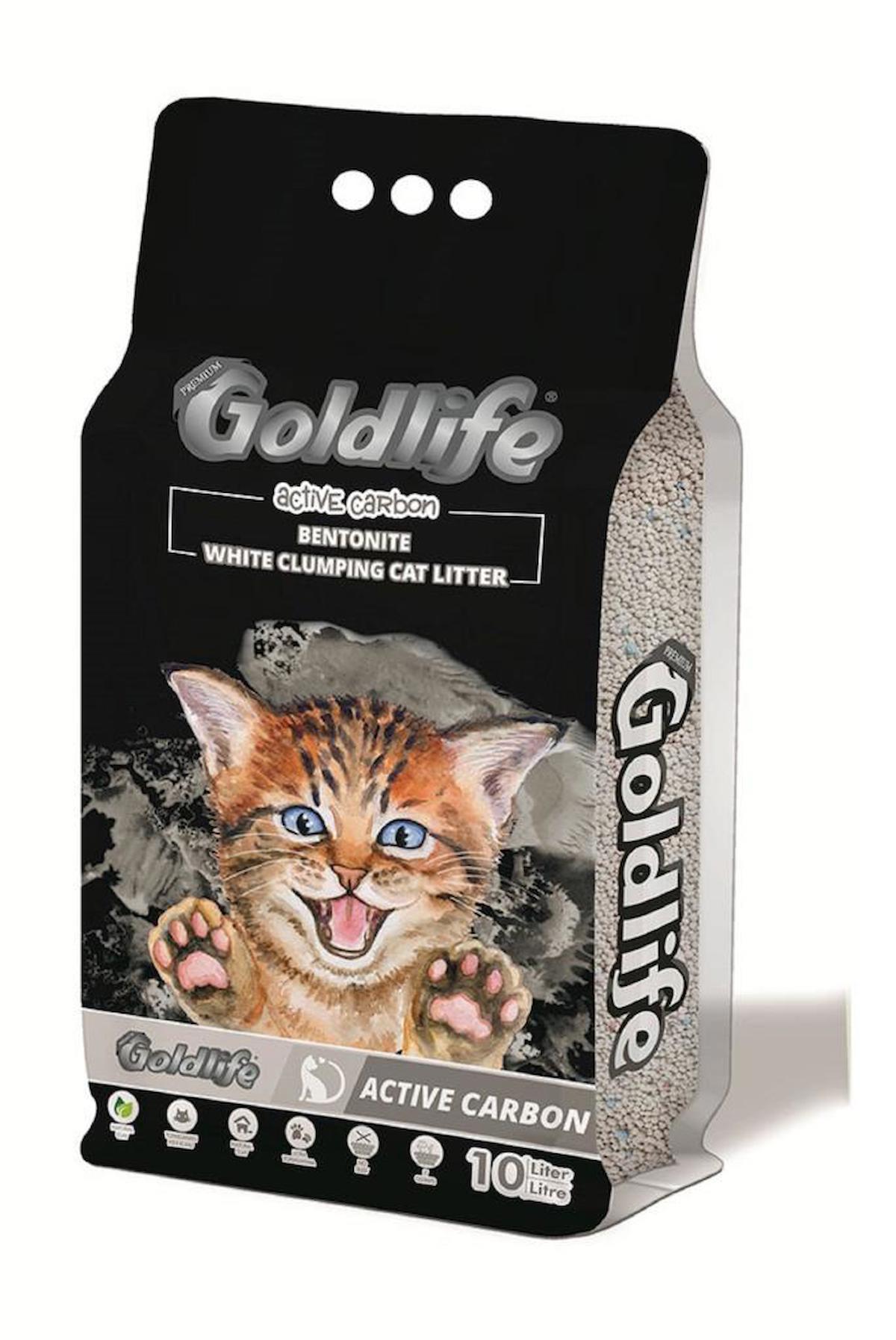 Gold Life Karbonlu Topaklanan İnce Taneli Bentonit Kedi Kumu 10 lt