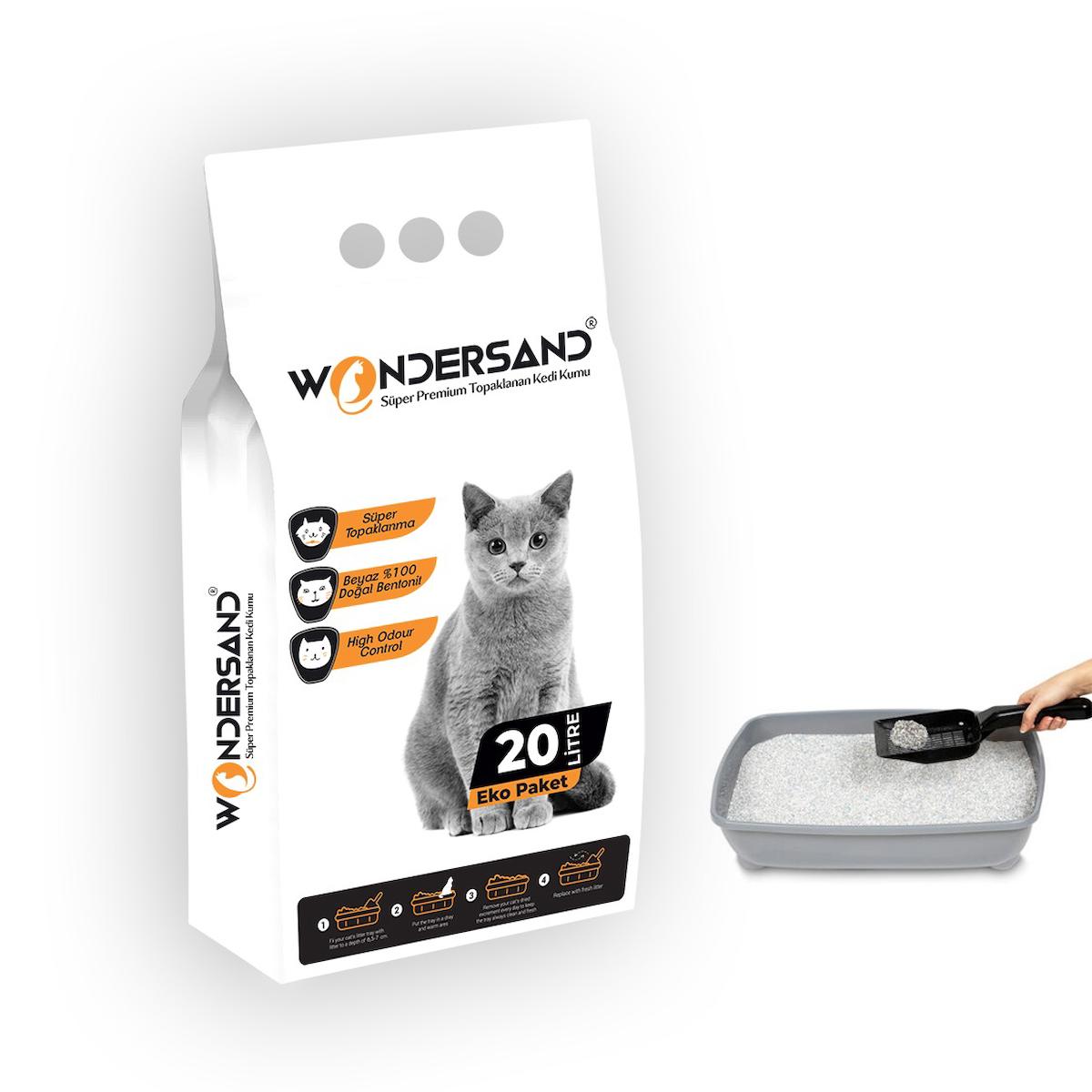 Wonderfull Pet Kokusuz Topaklanan Kalın Taneli Bentonit Kedi Kumu 20 lt