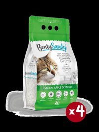 Benty Sandy Yeşil Elma Kokulu Topaklanan İnce Taneli Bentonit Kedi Kumu 4 x 5 lt