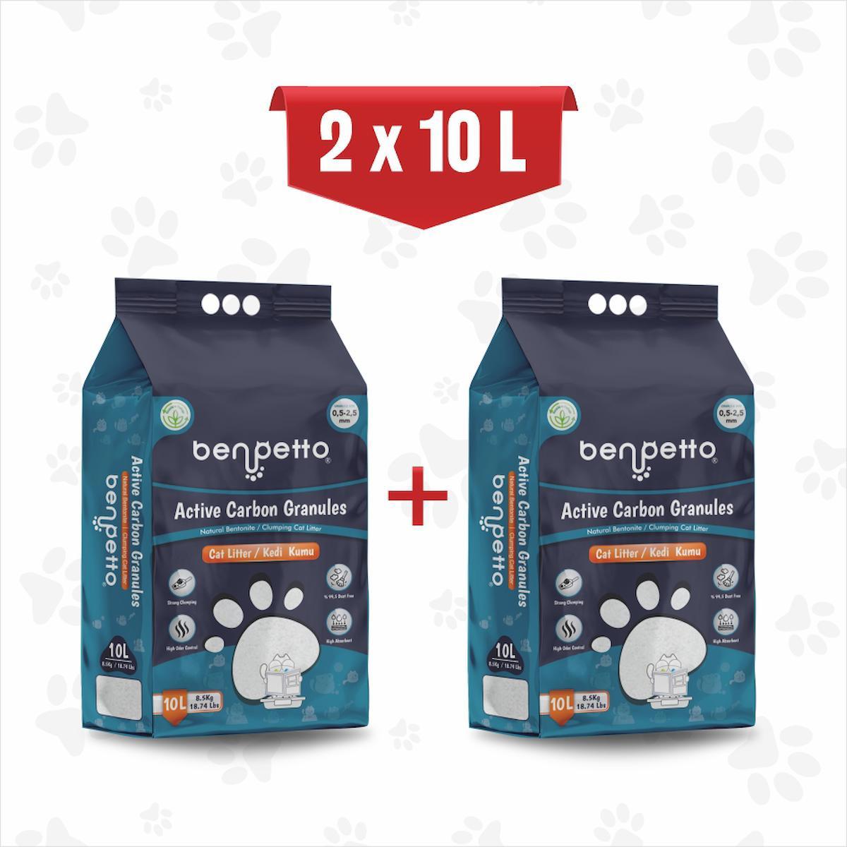 Benpetto Topaklanan İnce Taneli Bentonit Kedi Kumu 2 x 10 lt