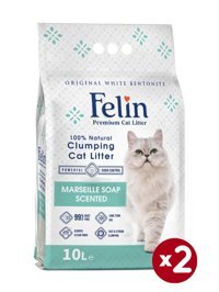 Felin Marsilya Sabunu Kokulu Topaklanan İnce Taneli Bentonit Kedi Kumu 2 x 10 lt