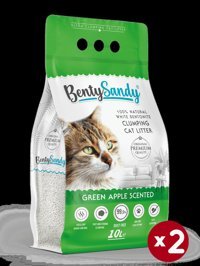 Benty Sandy Yeşil Elma Kokulu Topaklanan İnce Taneli Bentonit Kedi Kumu 2 x 10 lt