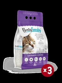 Benty Sandy Lavanta Kokulu Topaklanan İnce Taneli Bentonit Kedi Kumu 3 x 5 lt