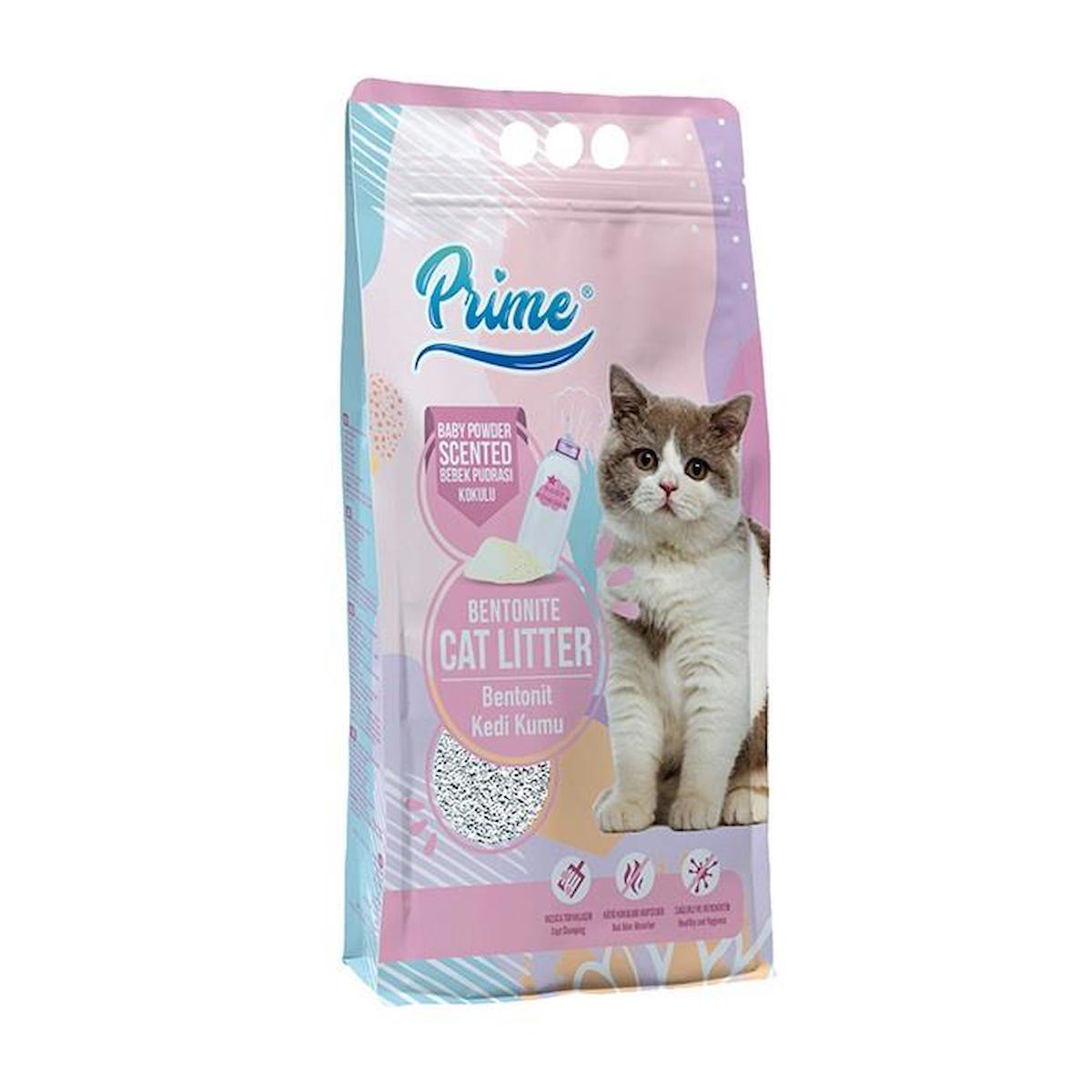 Prime Bebek Pudralı Topaklanan İnce Taneli Bentonit Kedi Kumu 5 lt