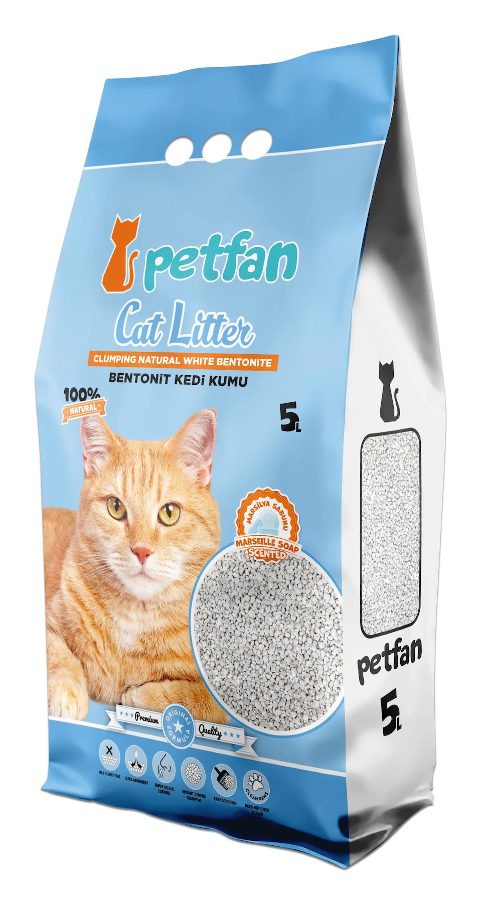 Petfan Marsilya Sabunu Kokulu Topaklanan Bentonit Kedi Kumu 5 lt
