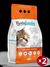 Benty Sandy Portakal Kokulu Topaklanan İnce Taneli Bentonit Kedi Kumu 2 x 10 lt