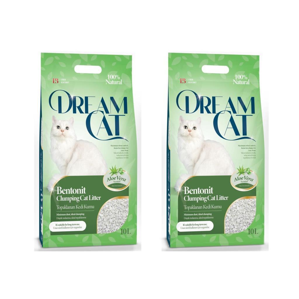 Dramcat Aloe Vera Kokulu Topaklanan İnce Taneli Bentonit Kedi Kumu 2 x 10 lt