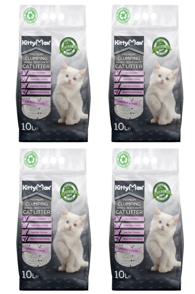 Kitty Max Lavanta Kokulu Topaklanan İnce Taneli Bentonit Kedi Kumu 4 x 10 lt