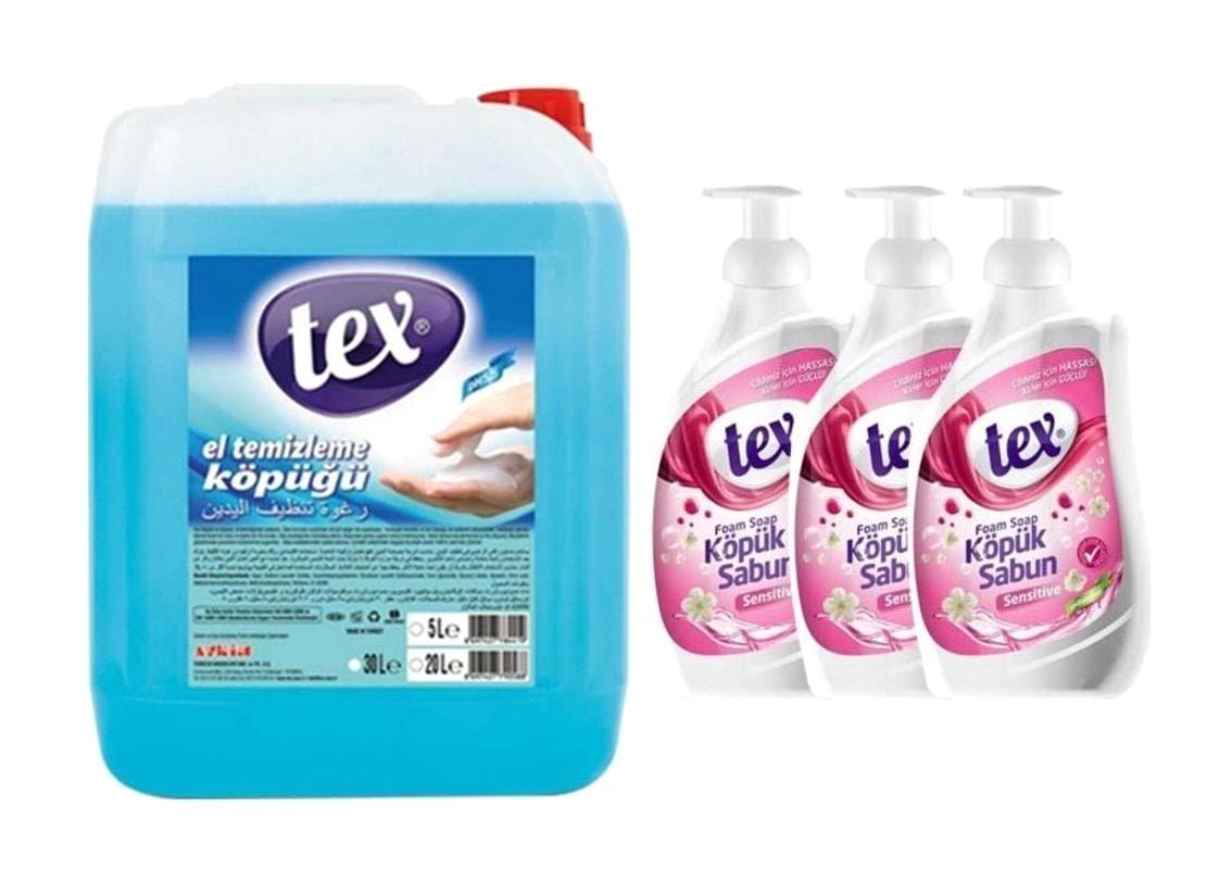 Tex Nemlendiricili Köpük Sıvı Sabun 3 x 750 ml 5'li
