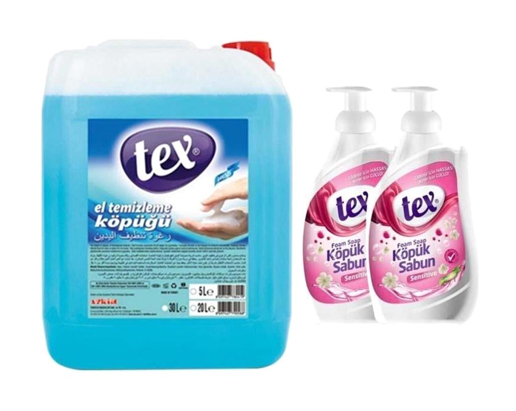 Tex Nemlendiricili Köpük Sıvı Sabun 2 x 750 ml 5'li