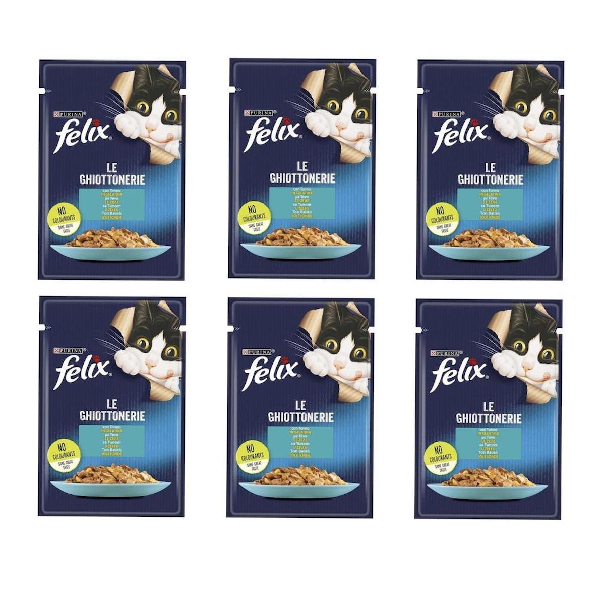 Felix Le Ghiottoneire Ton Balıklı Yetişkin Yaş Kedi Maması 6x85 gr