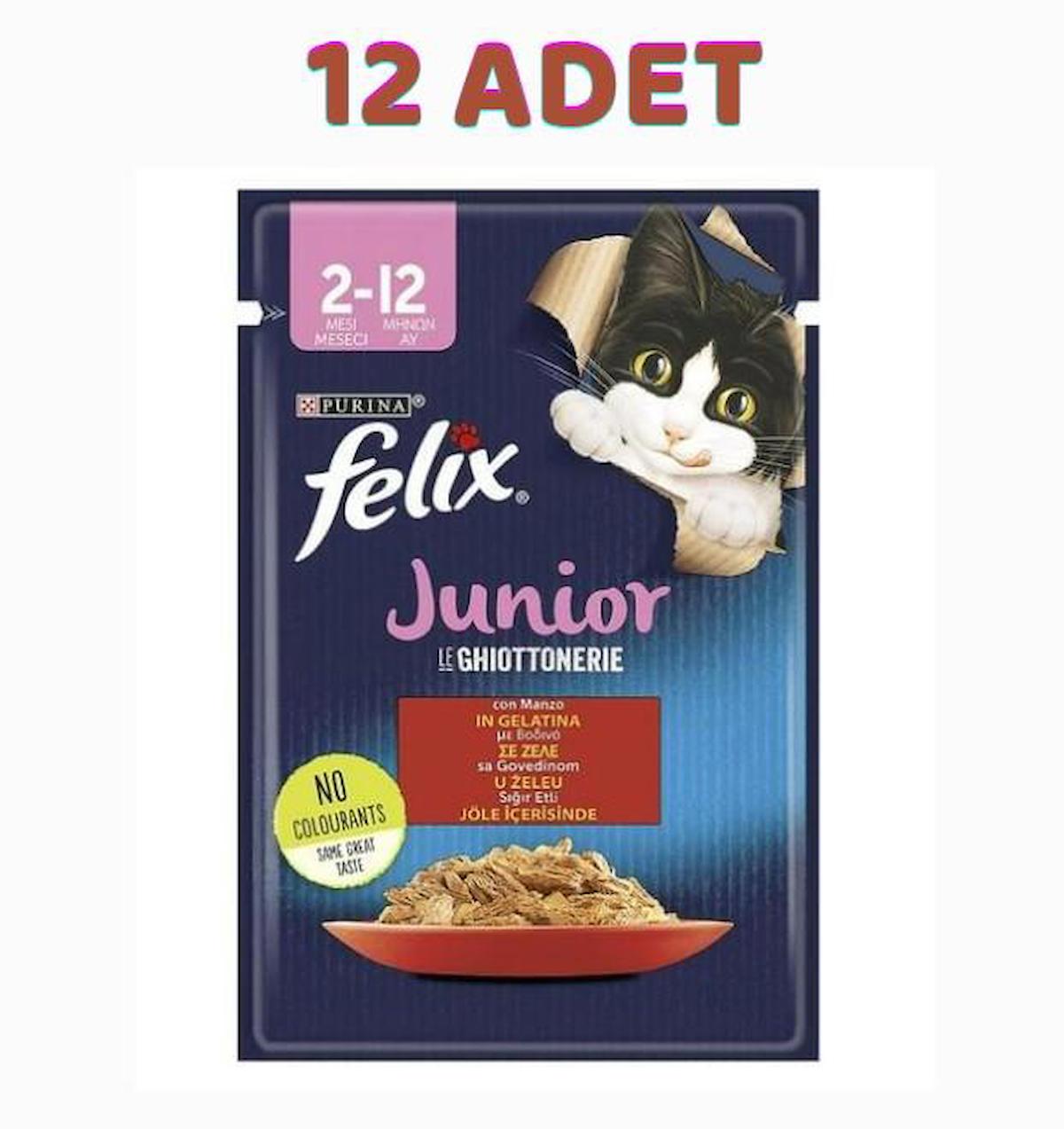 Felix Le Ghiottoneire Sığır Etli Yavru Yaş Kedi Maması 12x85 gr