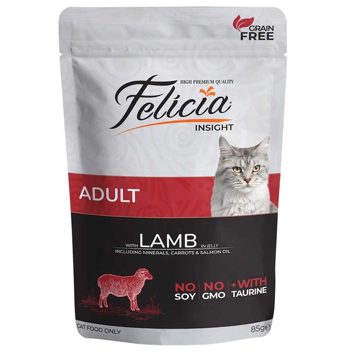 Felicia Insight Kuzu Etli Yetişkin Yaş Kedi Maması 85 gr