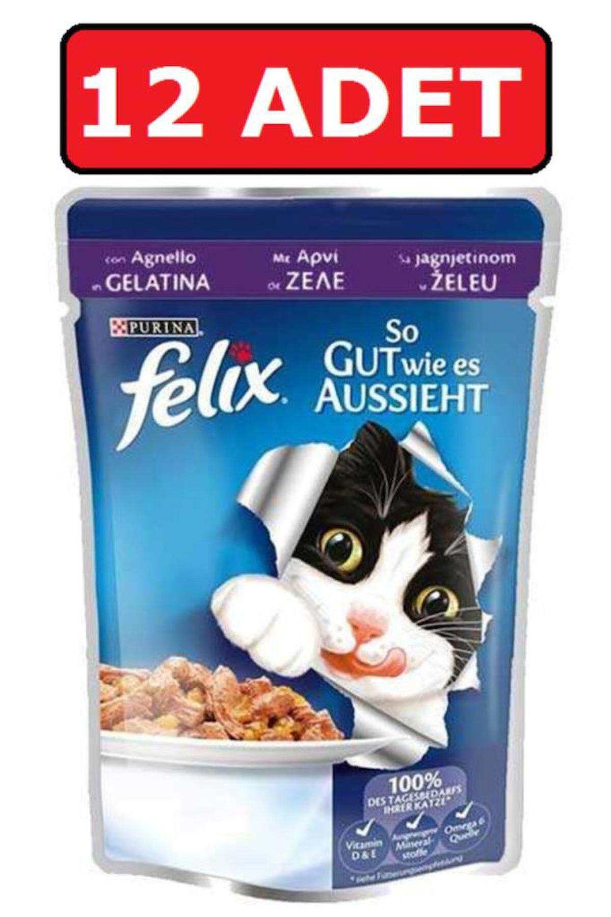 Felix So Gut Wie Es Aussieht Kuzu Etli Yetişkin Yaş Kedi Maması 12x85 gr