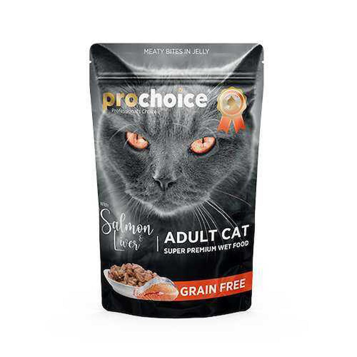 Prochoice Grain Free Ciğerli ve Somonlu Yetişkin Yaş Kedi Maması 85 gr