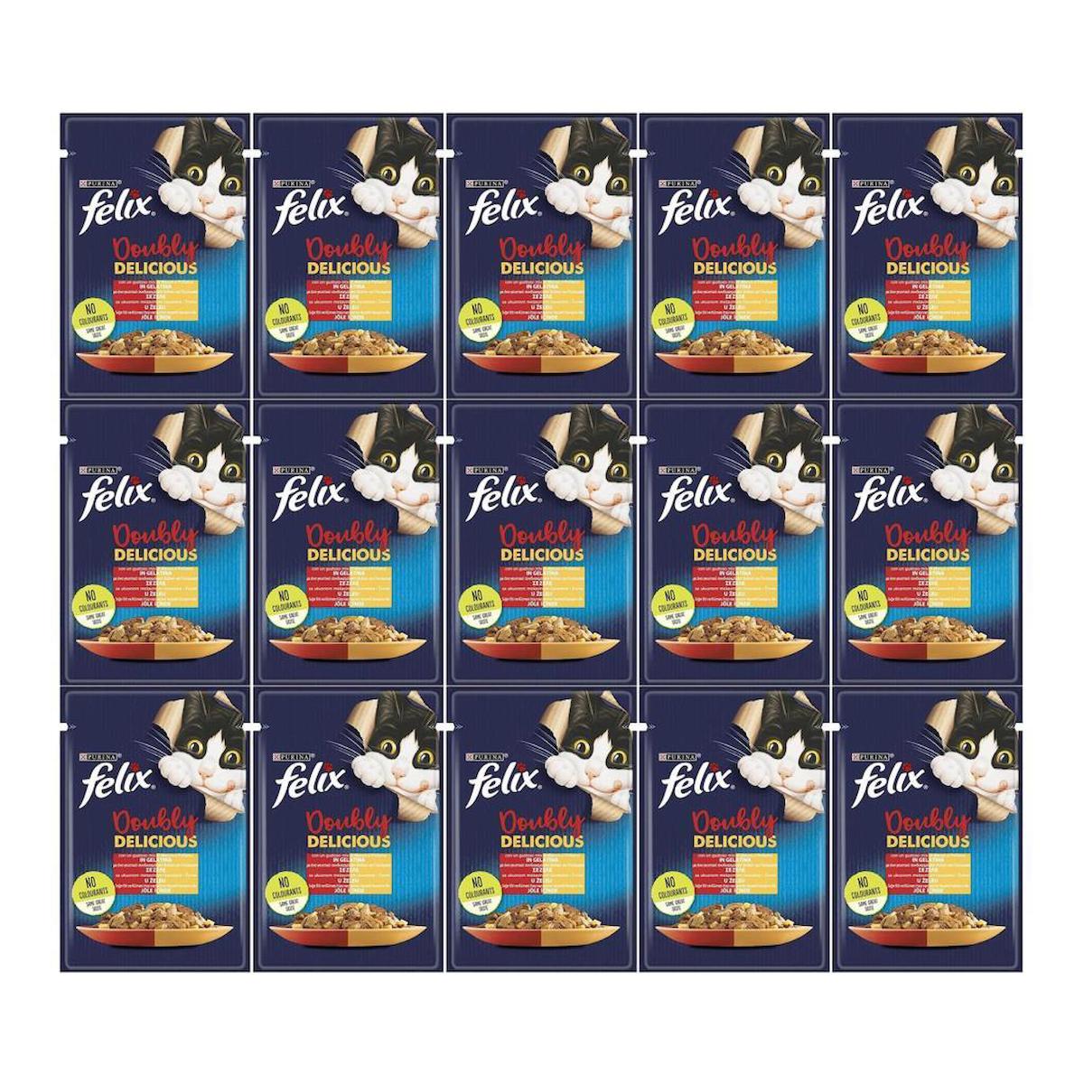 Felix Doubly Delicious Tavuklu ve Sığır Etli Yetişkin Yaş Kedi Maması 85 gr