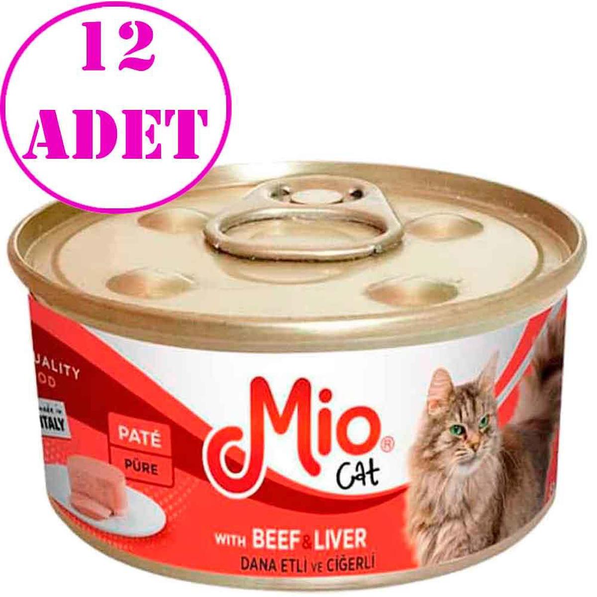 Mio Premium Quality Ciğerli ve Dana Etli Yetişkin Yaş Kedi Maması 12x85 gr