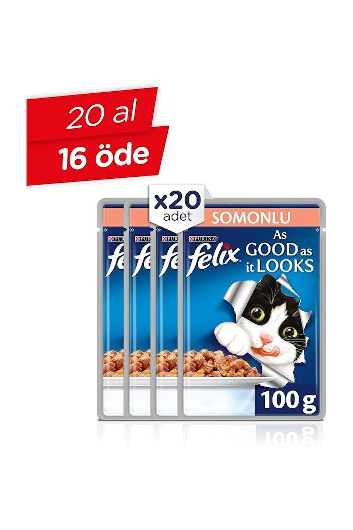 Felix As Good As It Looks Somonlu Yetişkin Yaş Kedi Maması 20x100 gr