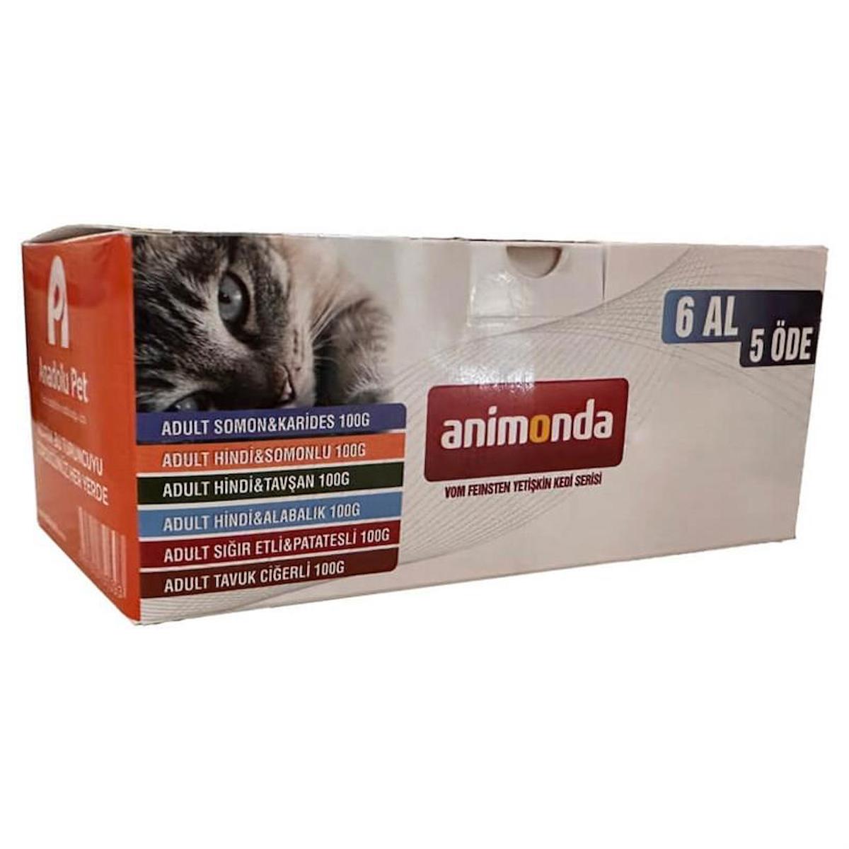 Animonda Vom Feinsten Yetişkin Kedi Serisi Karışık Yetişkin Yaş Kedi Maması 6x100 gr