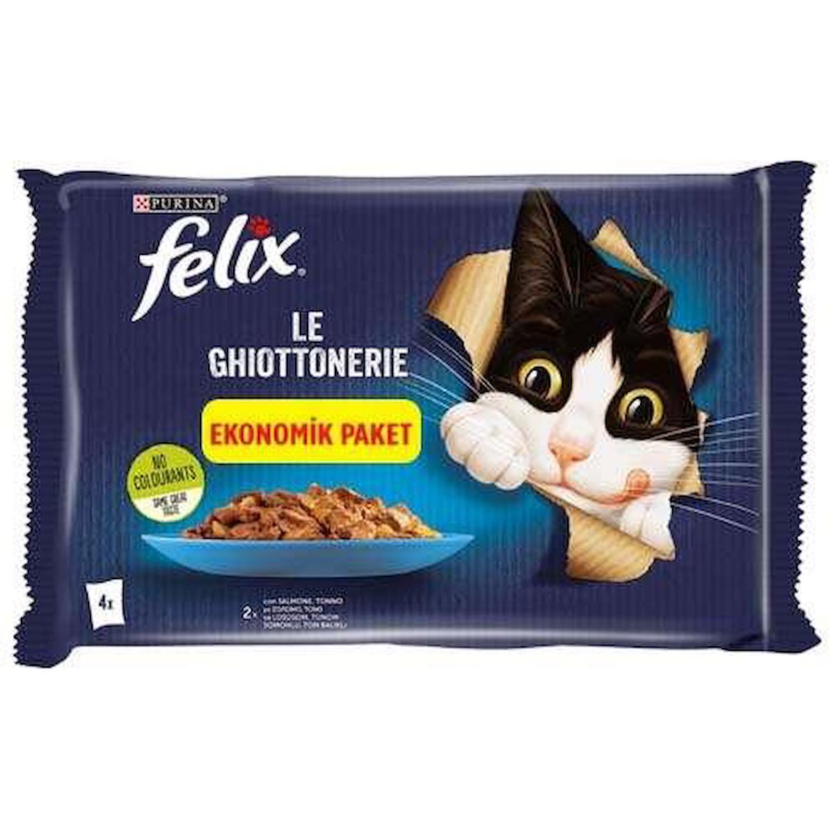 Felix Le Ghiottoneire Somonlu Yetişkin Yaş Kedi Maması 24x85 gr
