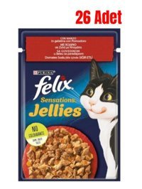 Felix Sensations Jellies Sığır Etli Yetişkin Yaş Kedi Maması 26x85 gr